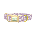Lavender Daisy Pattern Dog Collar - plastic gold