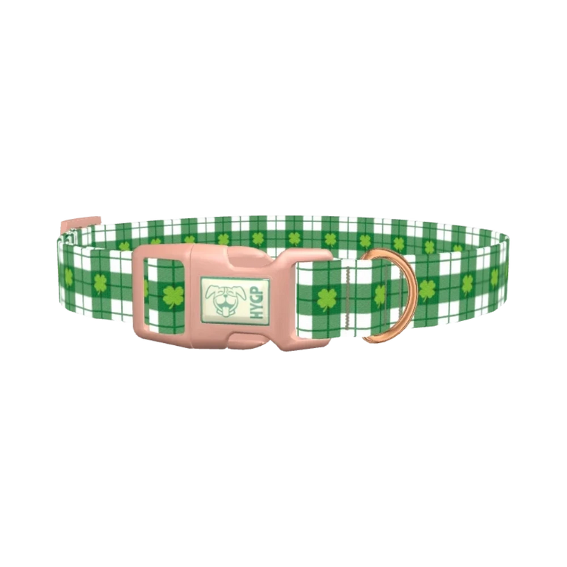 St. Patrick's Plaid Dog Collar - plastic rose gold