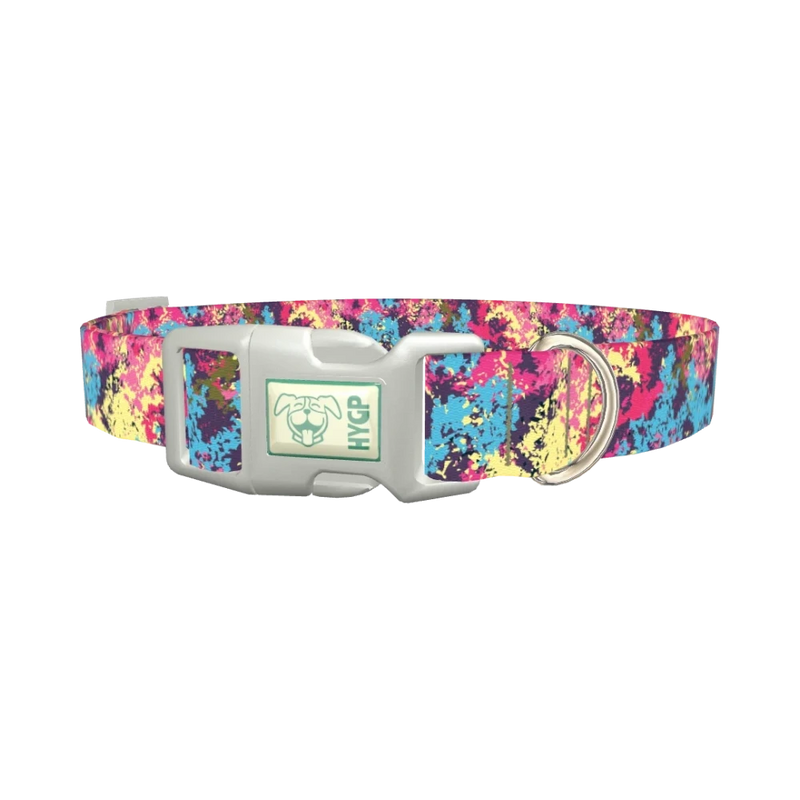Abstract Paint Splatter Dog Collar - plastic silver