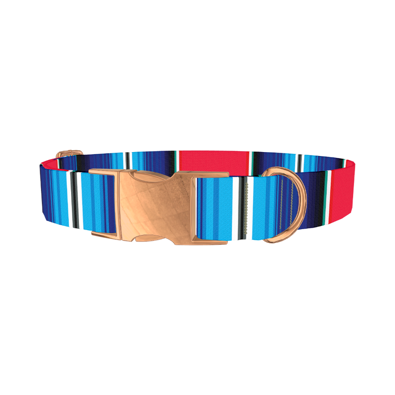 Vivid Stripe Dog Collar - metal rose gold