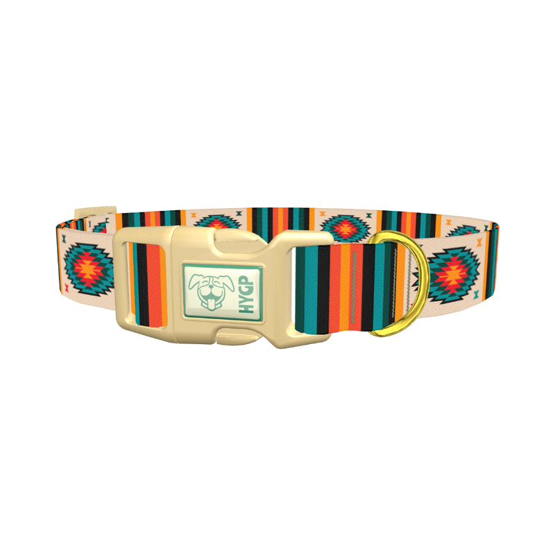 Tribal Geometric Stripes Dog Collar - plastic gold