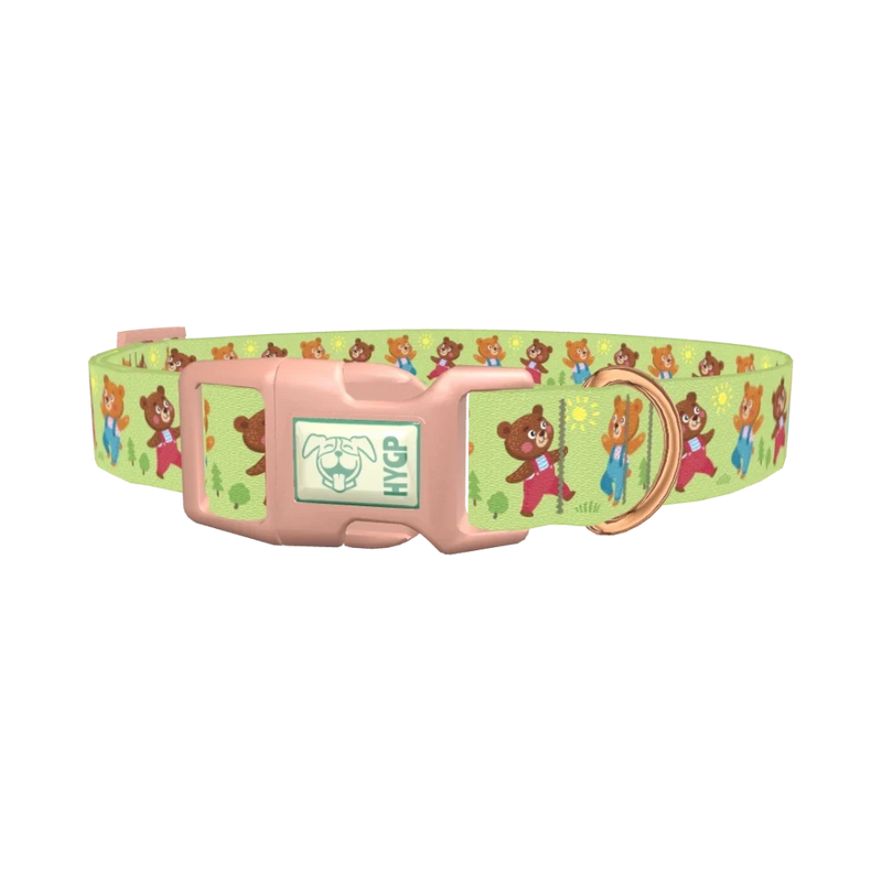 Dancing Teddy Bear Dog Collar - plastic rose gold
