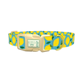 Blue Lemon Pattern Dog Collar - plastic gold
