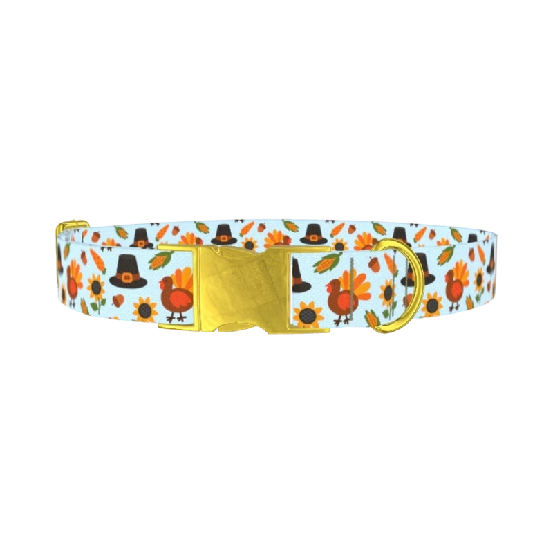 Thanksgiving Turkey Dog Collar - metal gold