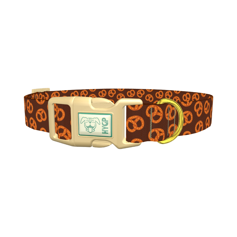 Brown Pretzel Dog Collar - plastic gold