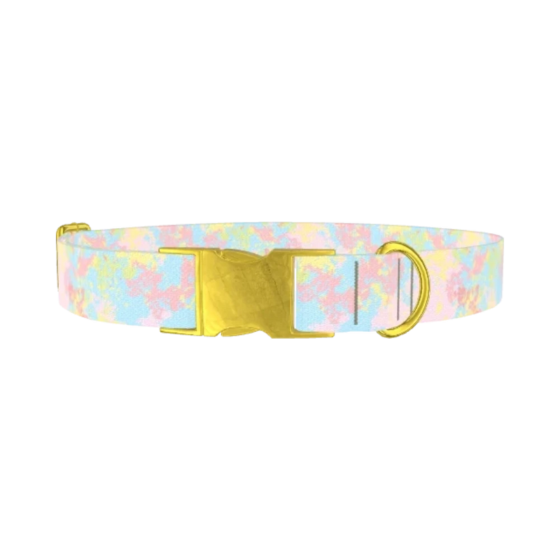 Abstract Pastel Dog Collar - metal gold