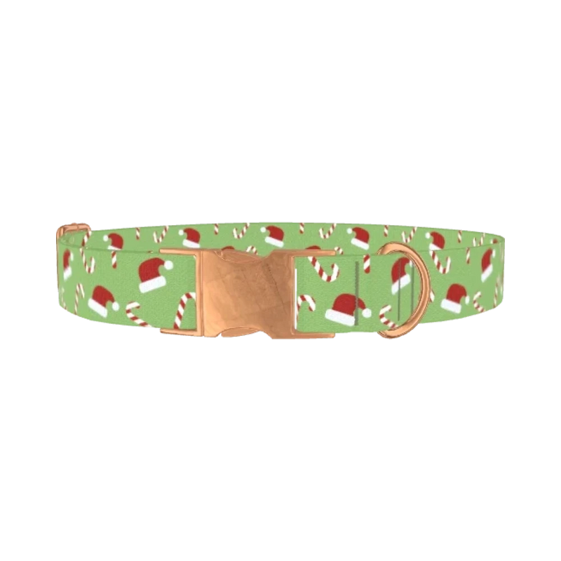 Santa Hat Candy Dog Collar - metal rose gold