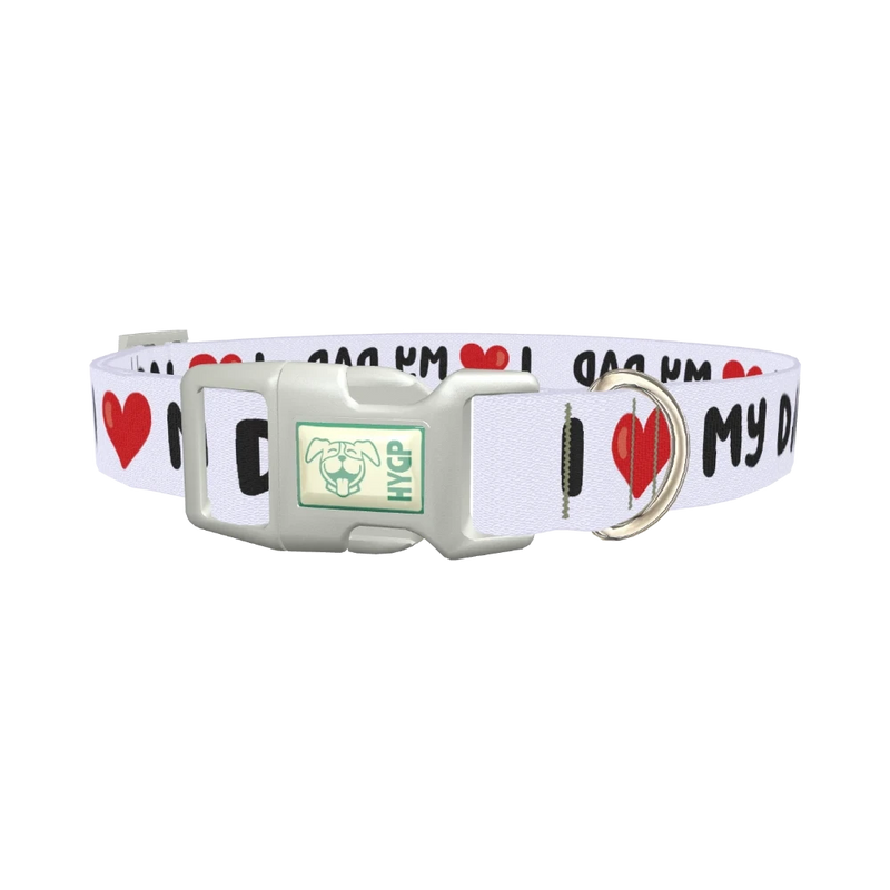 I Love My Dad Dog Collar - plastic silver
