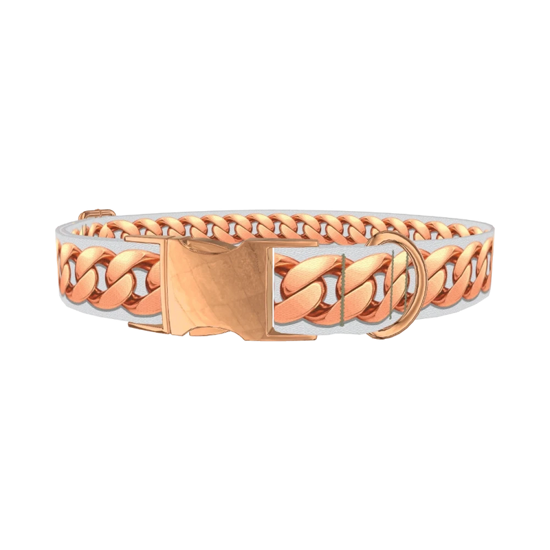 Rose Gold Chain Pattern Dog Collar - metal rose gold