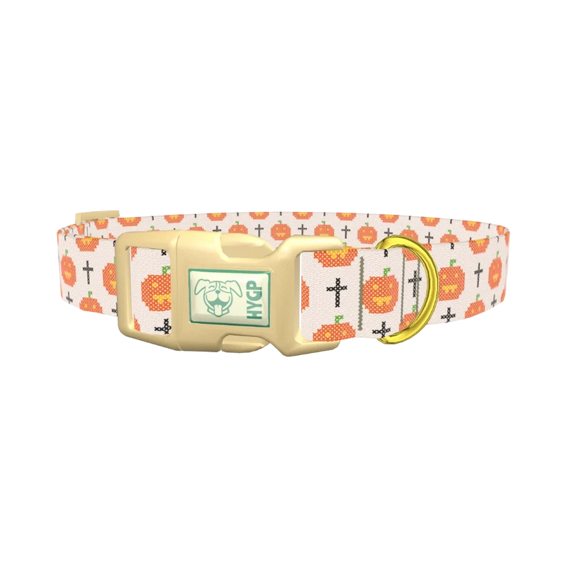 Halloween Cross-Stitch Dog Collar - plastic gold