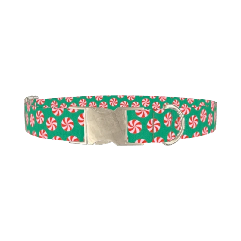 Christmas Candy Dog Collar - metal silver