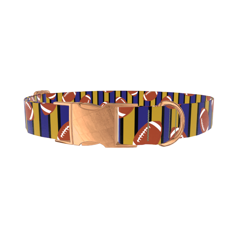 Striped Football 8870462849239 Dog Collar - metal rose gold