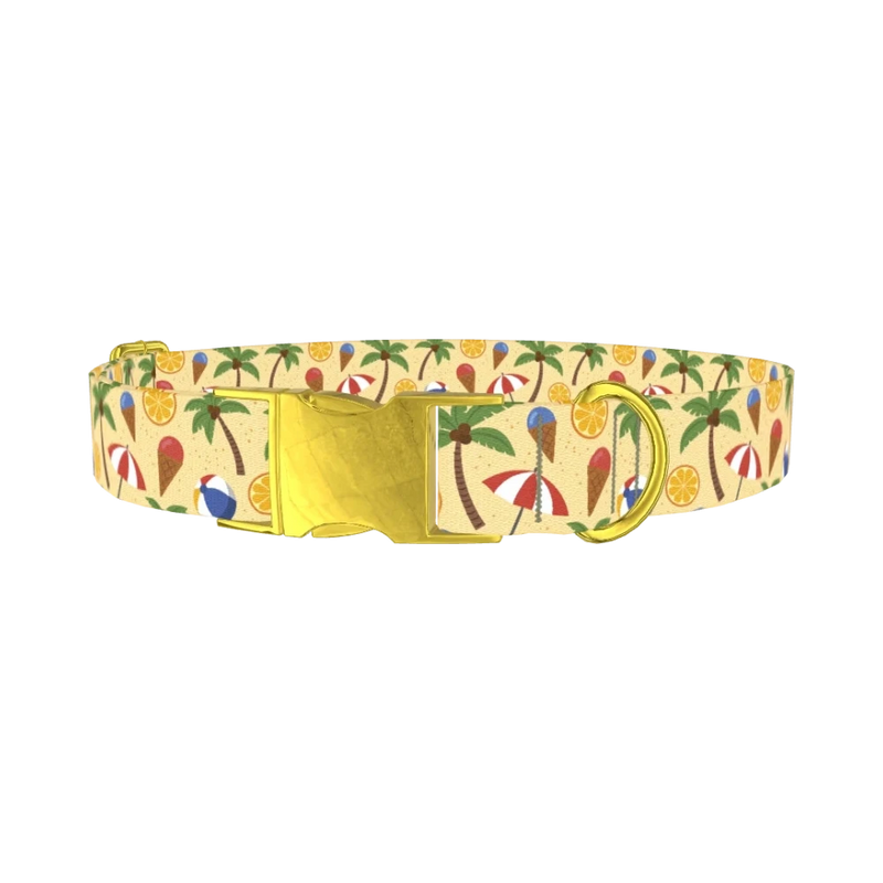 Beach Summer Dog Collar - metal gold
