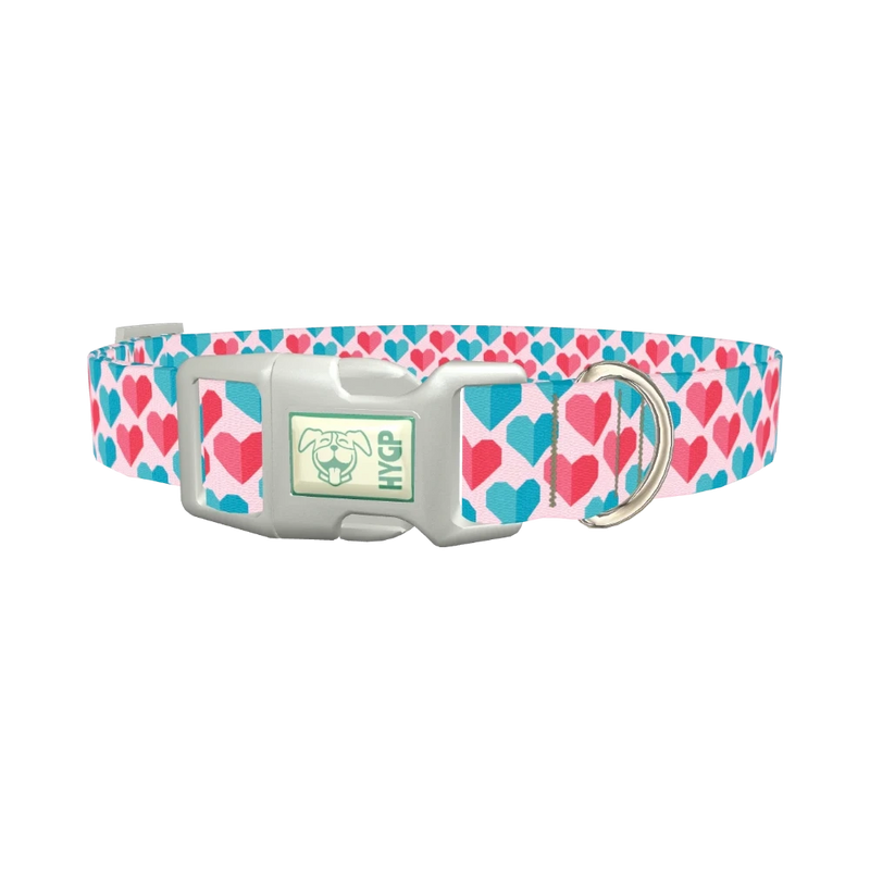 Geometric Colorful Heart Dog Collar - plastic silver