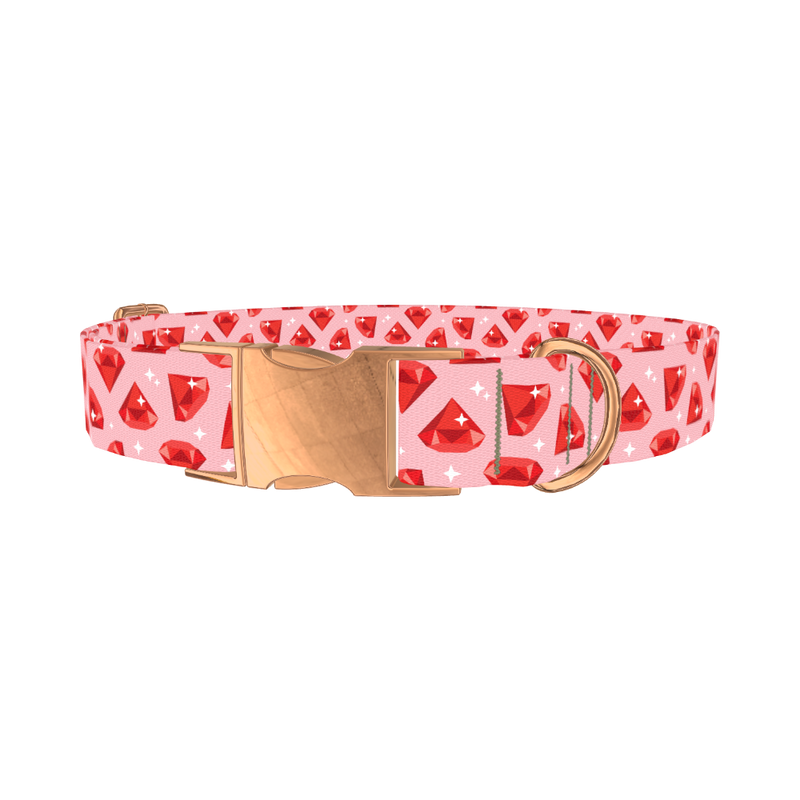 Geometric Ruby Dog Collar - metal rose gold