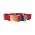 Striped Rainbow Dog Collar - metal rose gold