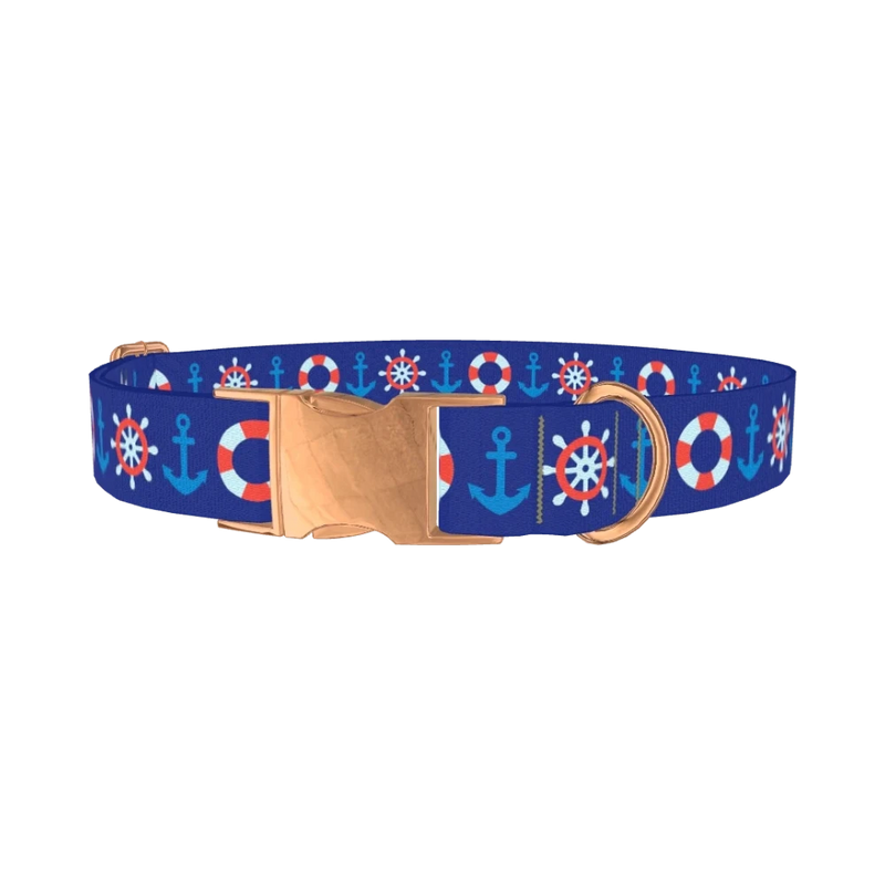 Nautical Lifebuoy Dog Collar - metal rose gold