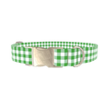 Green Plaid Dog Collar - metal gold