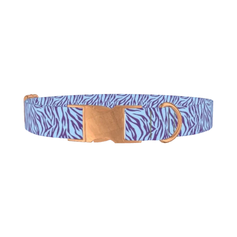 Zebra Stripe Dog Collar - metal rose gold