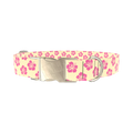 Floral Hibiscus Dog Collar - metal silver