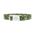 Dark Green Camo Dog Collar - plastic silver