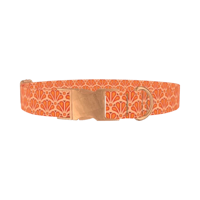 Geometric Floral Dog Collar - metal rose gold