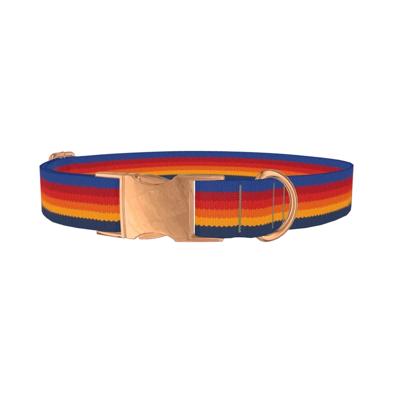 Geometric Stripes Dog Collar - metal rose gold