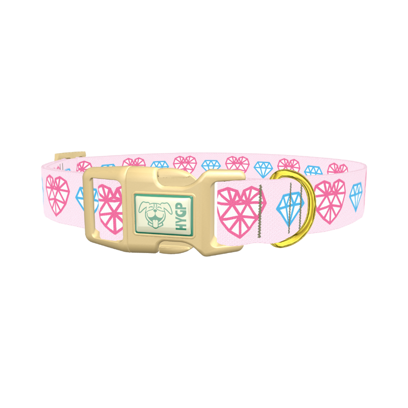 Diamond Heart Dog Collar - plastic gold