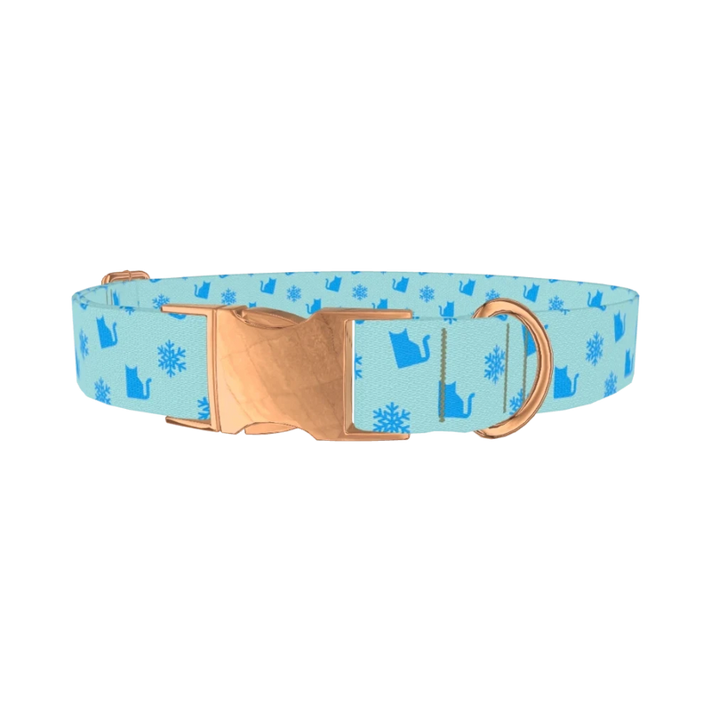 Winter Cat Dog Collar - metal rose gold