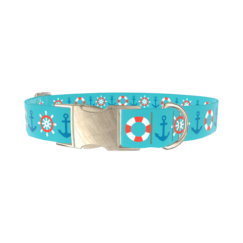 Nautical Anchor Dog Collar - metal gold