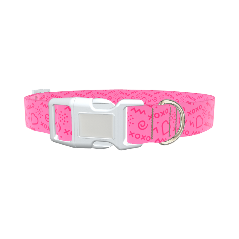 Geometric Valentine XO Dog Collar - plastic rose gold