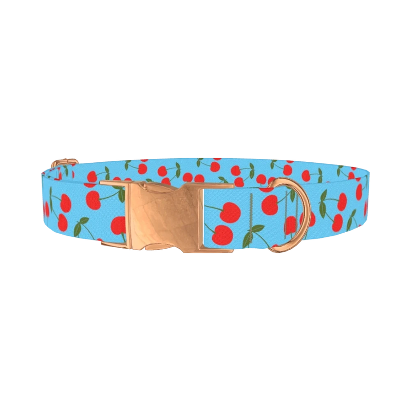 Cherry Fruit Dog Collar - metal rose gold
