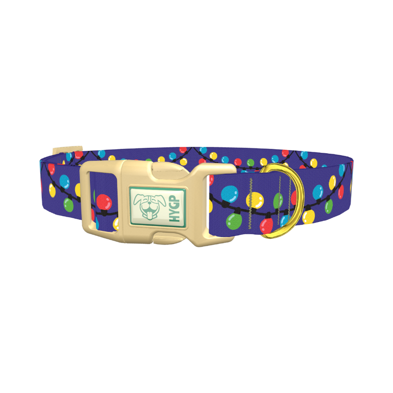 Christmas Lights Dog Collar - plastic gold