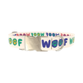 Woof Paw Print Dog Collar - metal silver