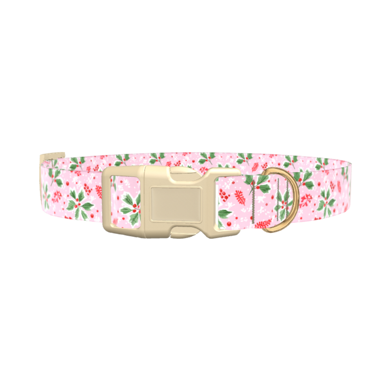 Christmas Berries Dog Collar - plastic rose gold