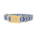 Blue Japanese Wave Dog Collar - plastic gold