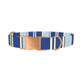 Navy Stripes Dog Collar - metal rose gold