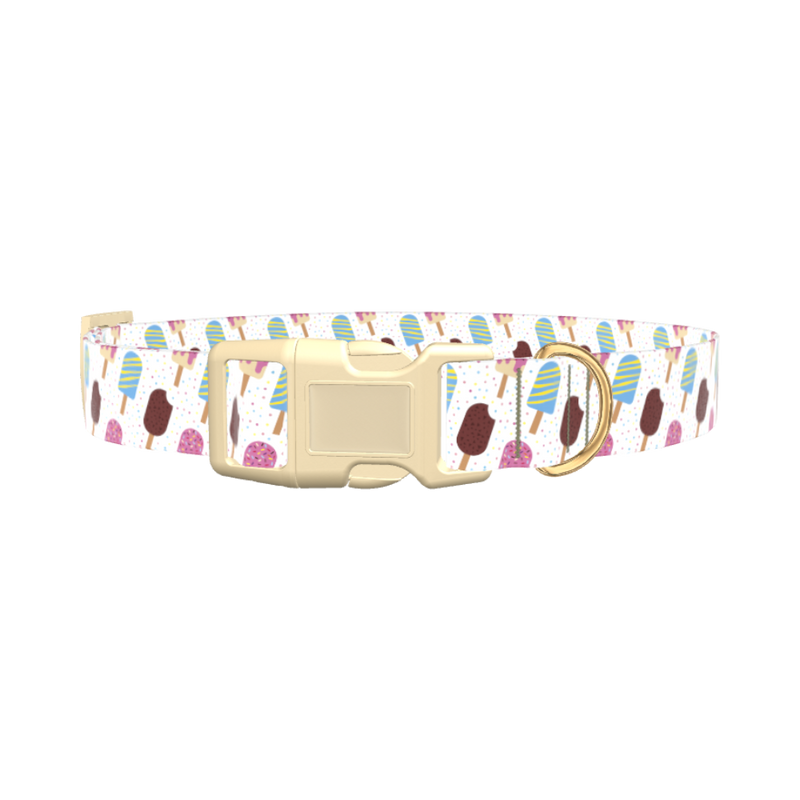 Ice Cream Treats Dog Collar - plastic silver