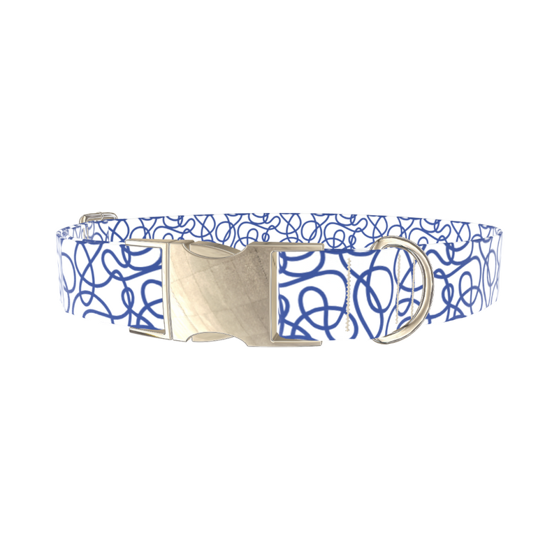Geometric Blue Lines Dog Collar