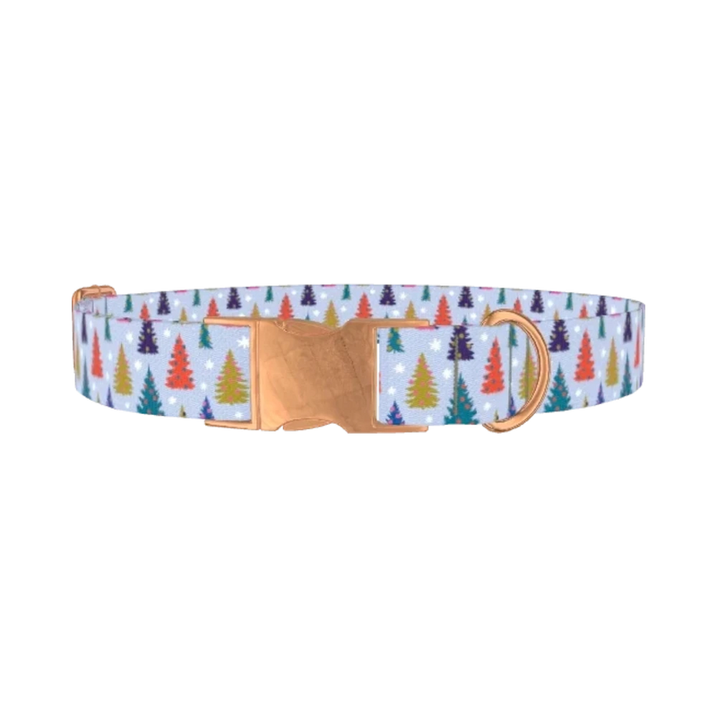 Christmas Tree Dog Collar - metal rose gold