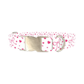 Light Pink Ribbon Heart Dog Collar - metal silver