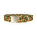 Bright Meadow Flowers Dog Collar - metal silver