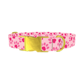 Heart Paw Valentine Dog Collar - metal gold