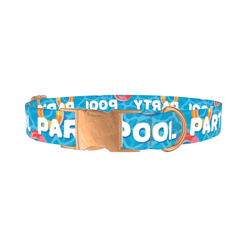 Pool Party Dog Collar - metal rose gold