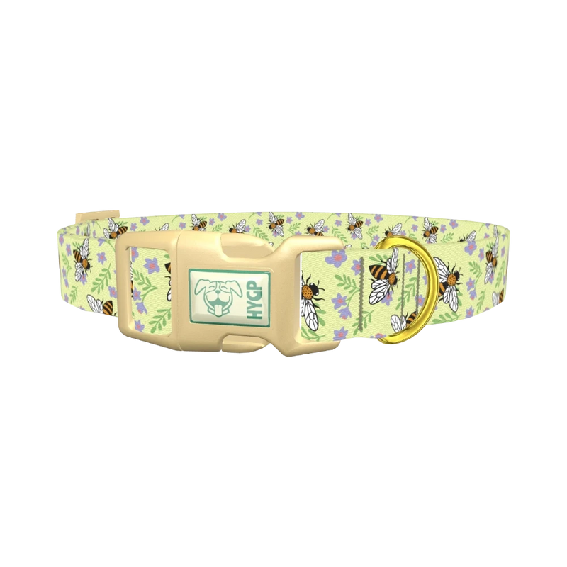 Floral Bee Dog Collar - plastic gold