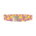 Yellow Duck Heart Dog Collar - metal silver