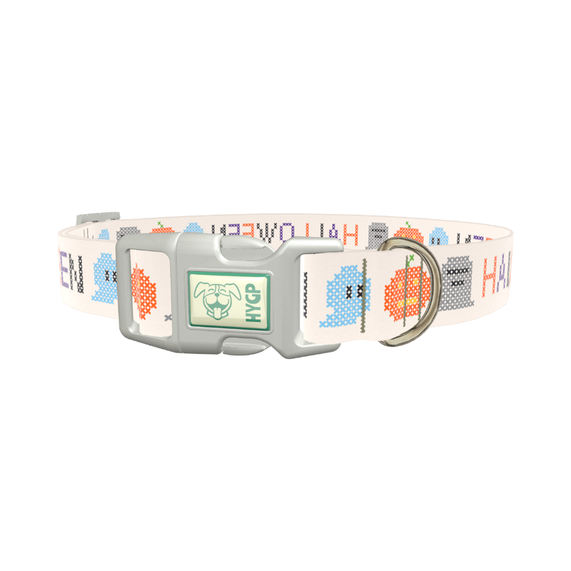 Halloween Embroidery Dog Collar - plastic rose gold