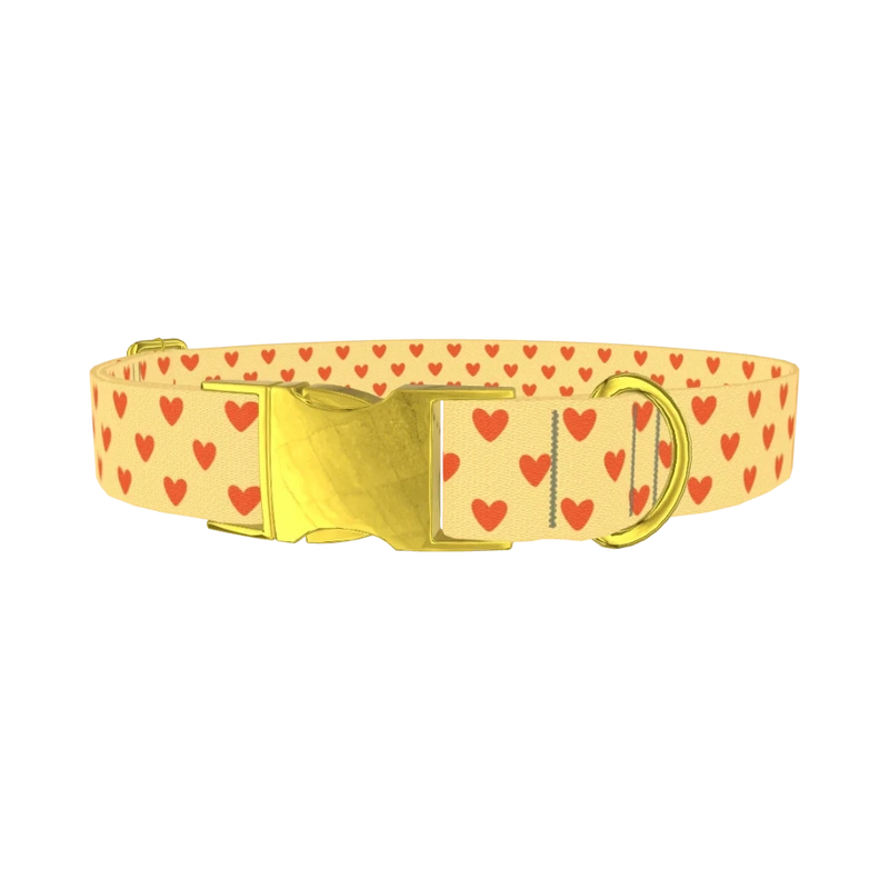 Clay Heart Dog Collar - metal gold