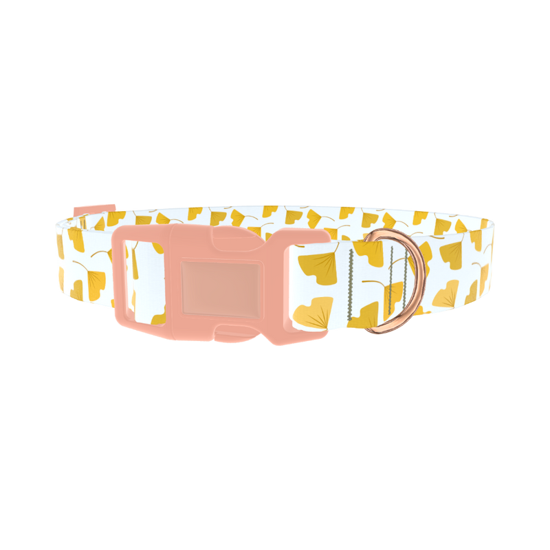 Floral Leaf Dog Collar - plastic rose gold