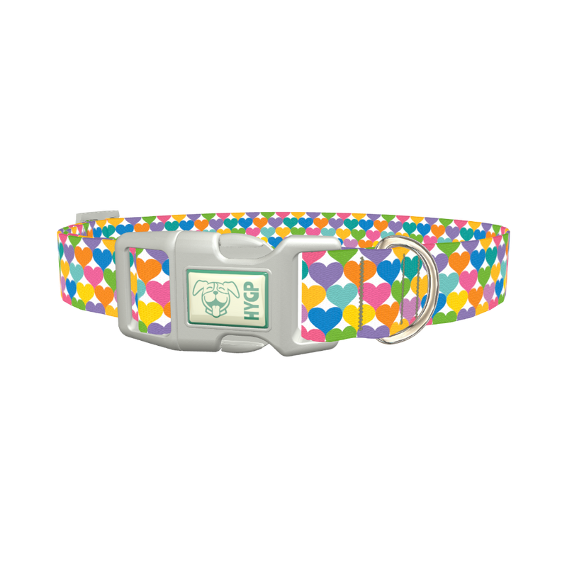 Colorful Heart Dog Collar - plastic silver